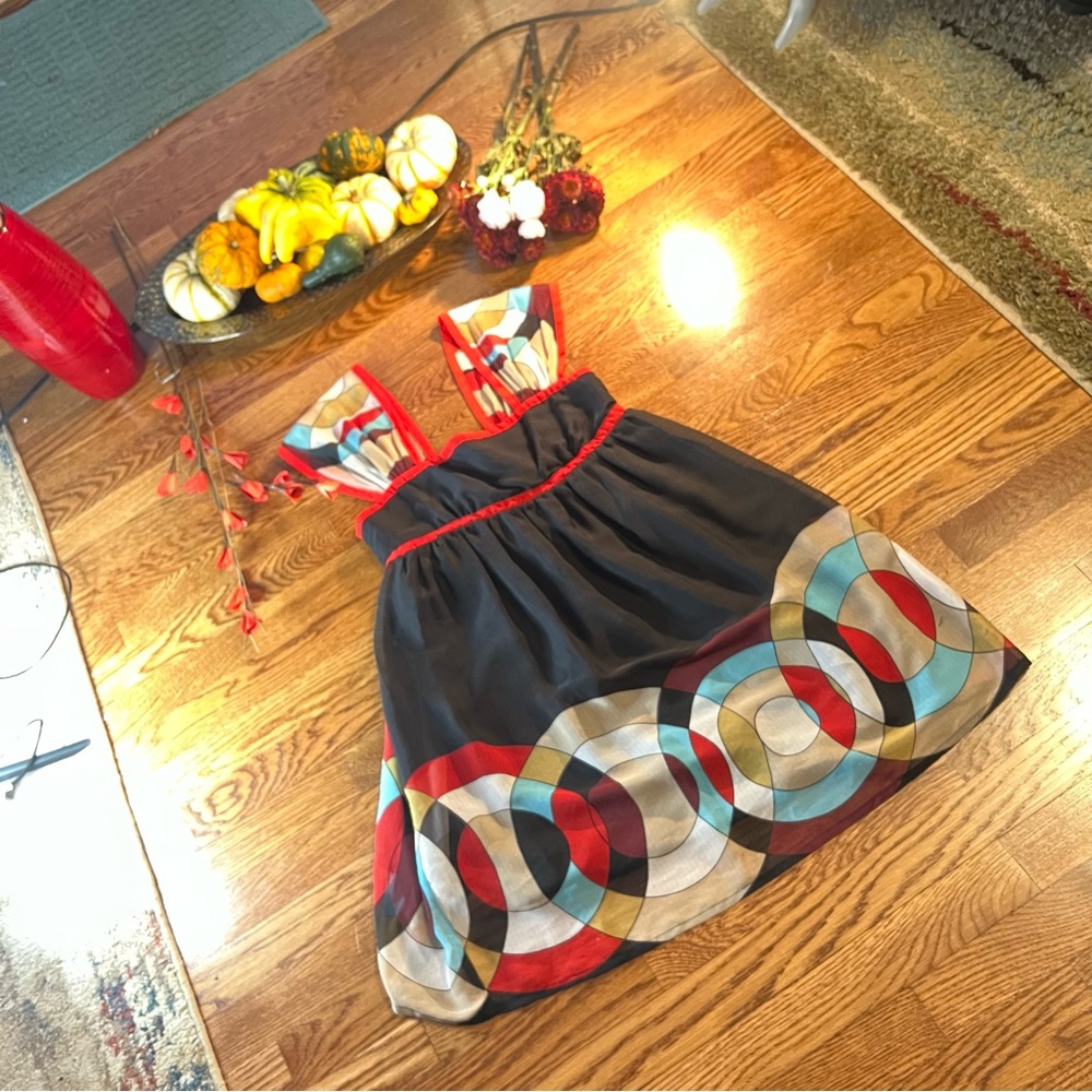 Twenty One Sleeveless Dress Dark Hues Capped Sleeves - Size Med Crisscross Back